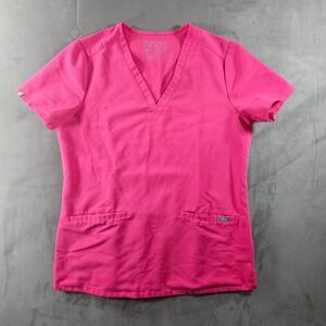 FIGS Technical Collection Pink V-Neck Scrub Top FW1100 Womens Small